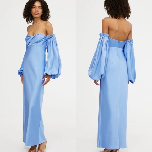 Significant Other Danika Satin Duchess Maxi Dress in Bluebell Size 4 - Picture 3 of 16